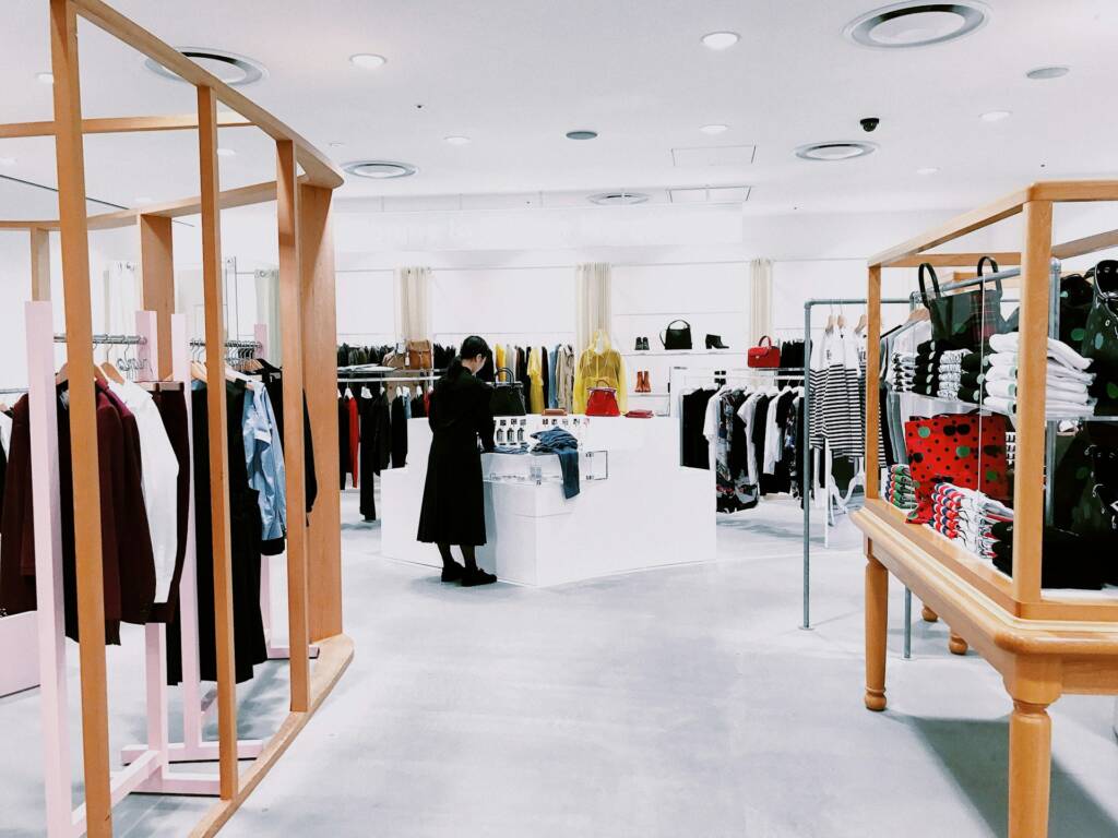 Interior of a retail store clothing section