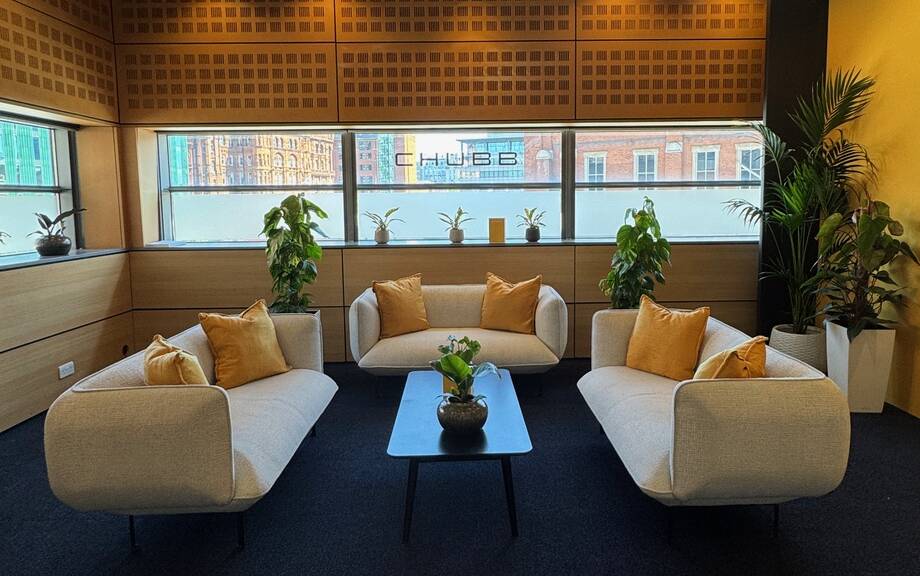 Chubb meeting room with three sofas