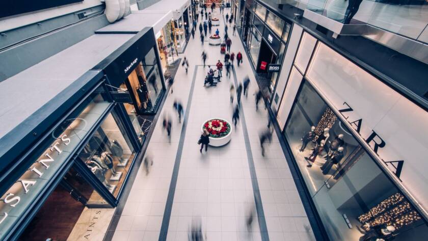 People walking around a shopping centre