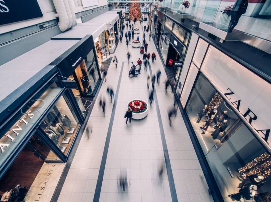 People walking around a shopping centre